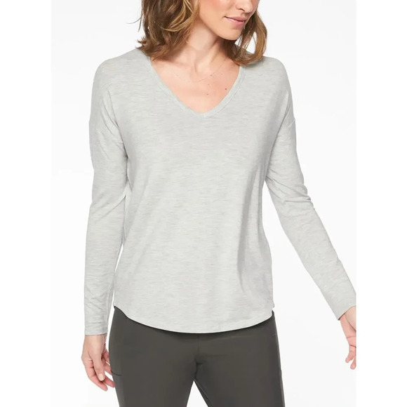 Athleta Cloudlight Relaxed Top Light Grey Heather Size M - Picture 1 of 6